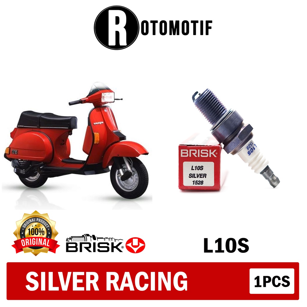Busi Vespa 2 tak Drat Panjang Brisk Silver Racing L10S