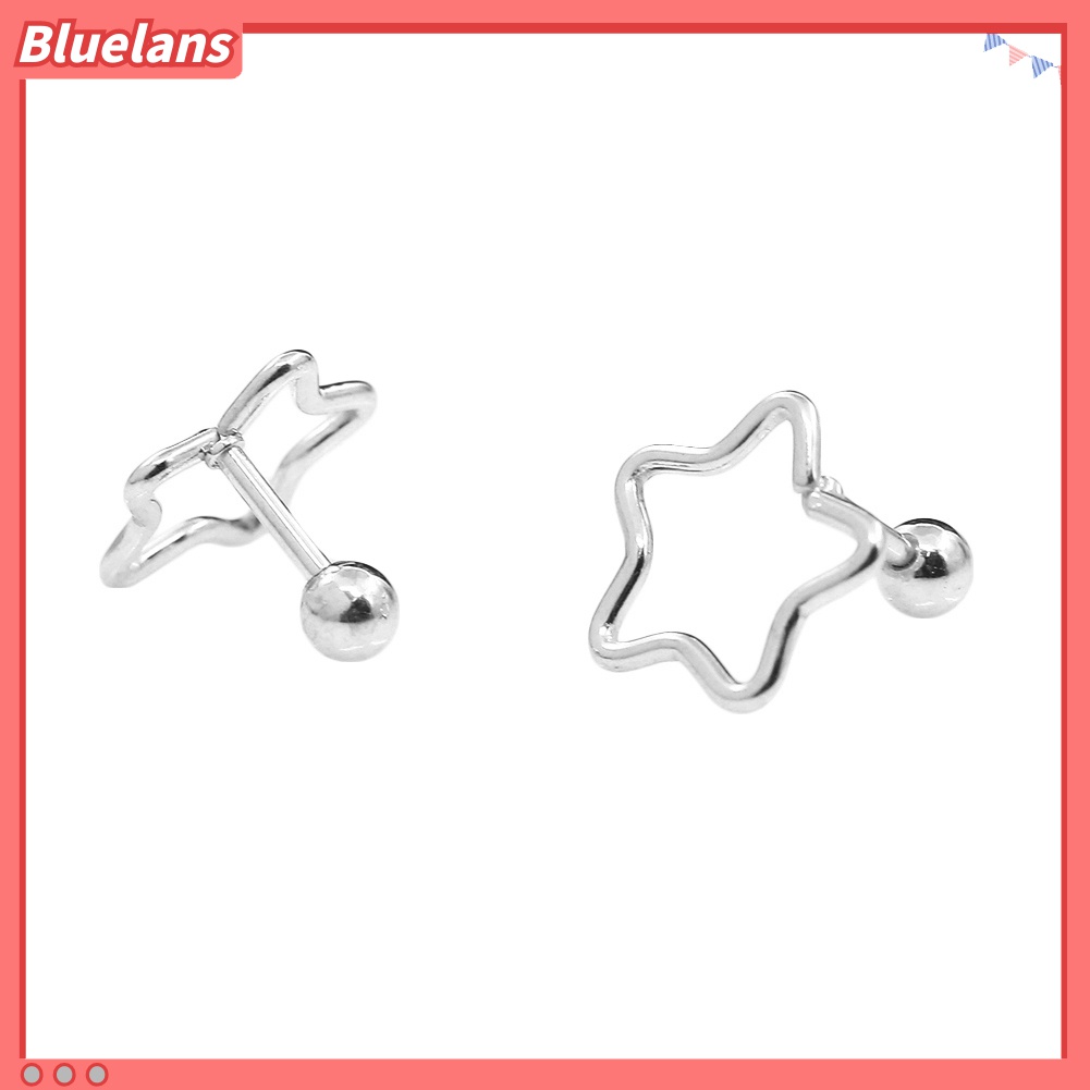 Anting Stud Tindik Tulang Rawan Telinga Bentuk Bintang Bahan Stainless Steel