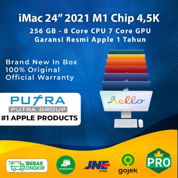 Rakitan (Ibox) Apple Imac 2021 M1 Chip 24 " 4.5 K 256Gb 8 Core Cpu 7 Core Gpu