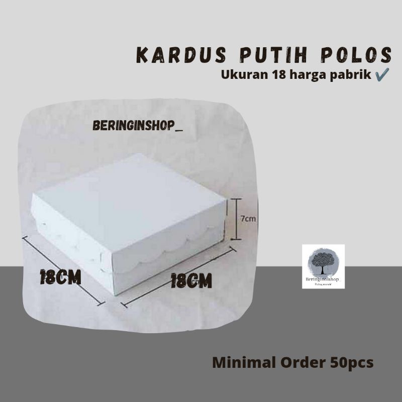 Kardus Putih Polos | Box Nasi | Kotak Makan R18 Ukuran 18x18x7 cm