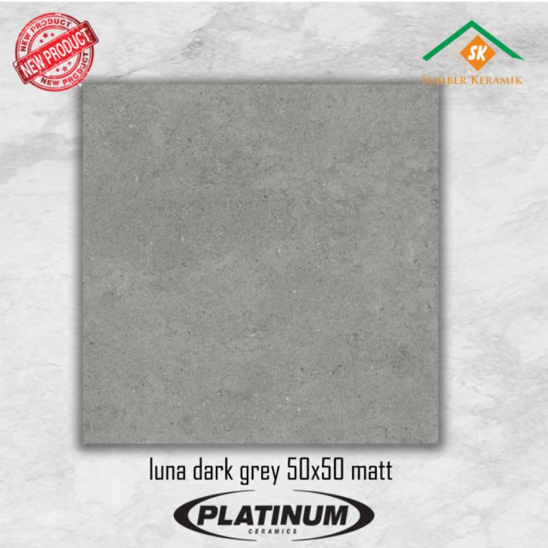 KERAMIK LANTAI 50X50 LUNA DARK GREY / PLATINUM / MATT