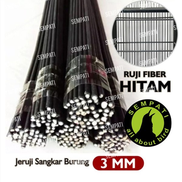 RUJI JERUJI FIBER 3.0 MM HITAM UNTUK SANGKAR BURUNG MERPATI KOTAK LOVEBIRD PERKUTUT BATANG STIK KAND