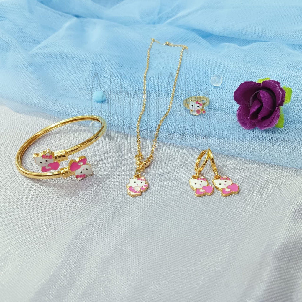SET ANAK KITTY PERHIASAN EMAS KOREA ANTI KARAT DAN ANTI LUNTUR