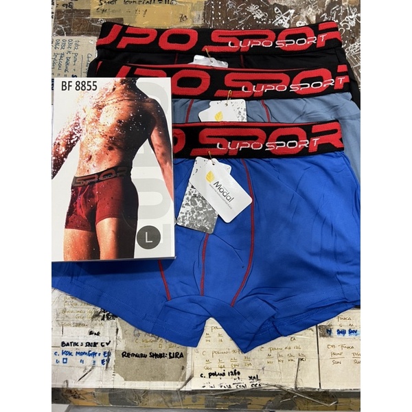 (3pcs) celana dalam pria LUPO BF 8855 2888 sport MODAL boxer termurah original