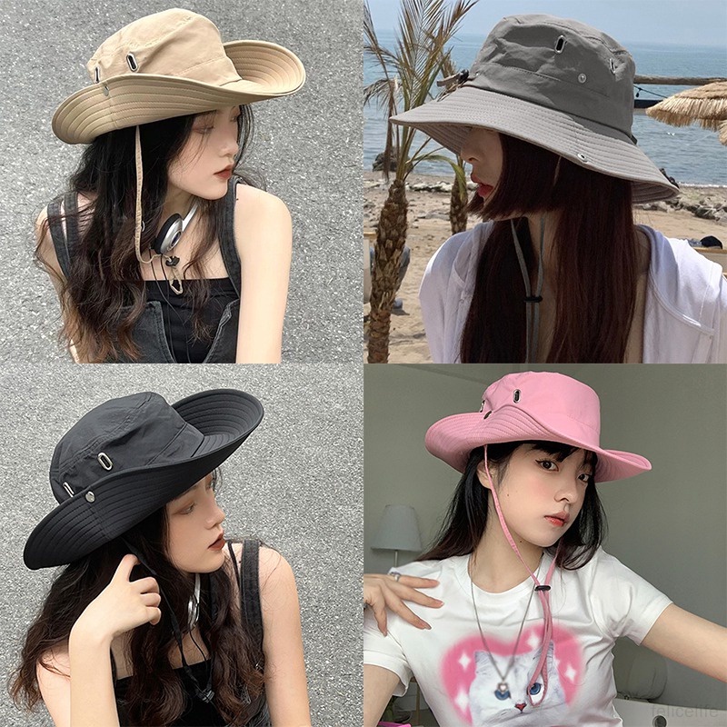 Topi Bucketfisherman Gaya Korea Breathable Adjustable Untuk Priawanita