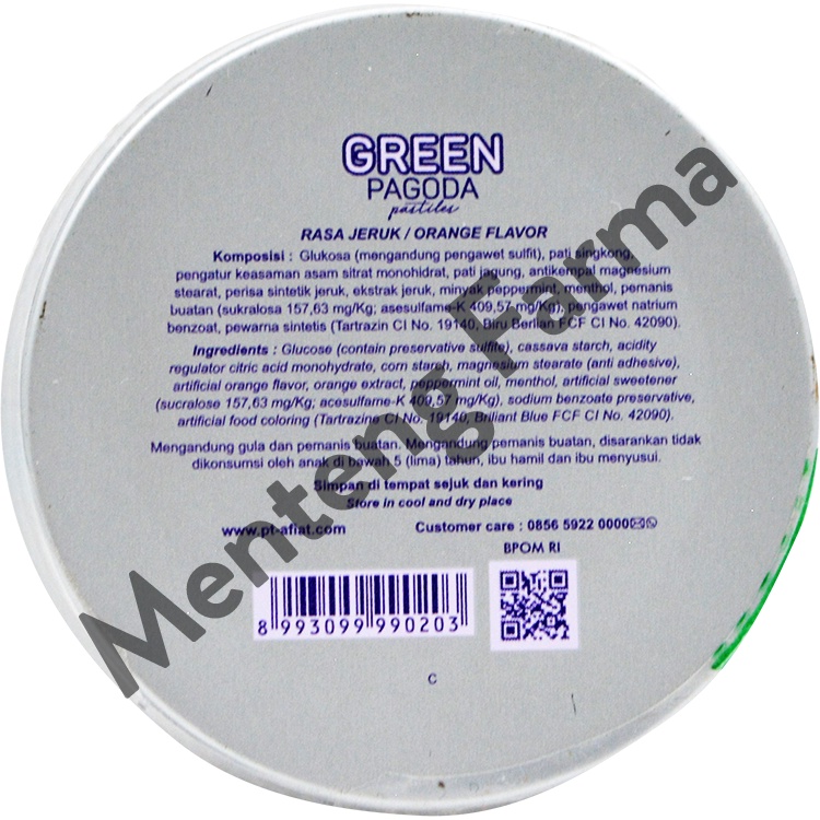 Green Pagoda Pastiles 20 Gram - Permen Pelega Tengggorokan Rasa Jeruk