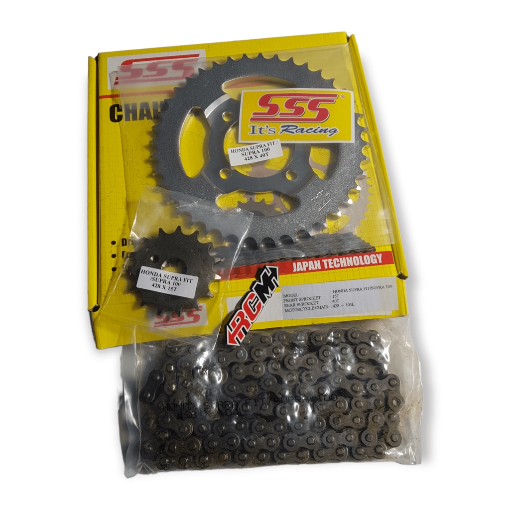 GER GIR GEAR SET DEPAN BELAKANG RANTE RANTAI CHAINKIT CHAIN KIT SUPRAFIT SUPRA FIT SUPRA100 SUPRA 100 ORI ORIGINAL SSS ASLI