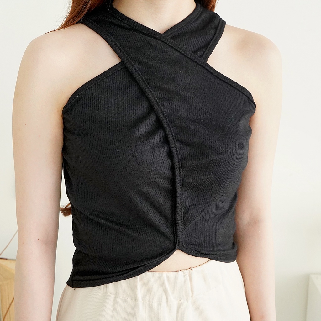 Korean Basic Crop Tank Top Halter Baju Atasan Wanita Top 207