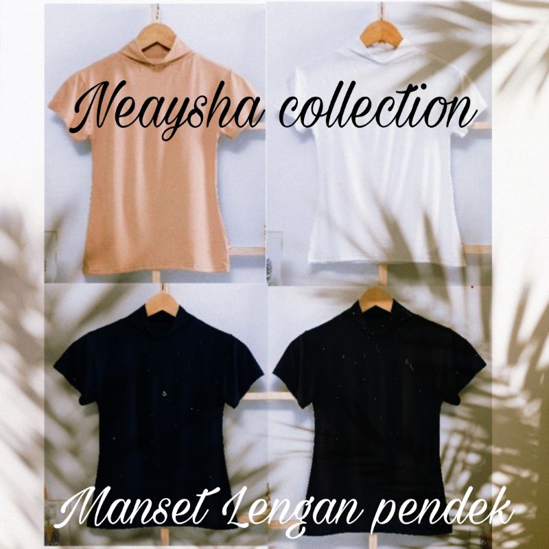 Manset baju lengan pendek turtleneck bahan spandek rayon super