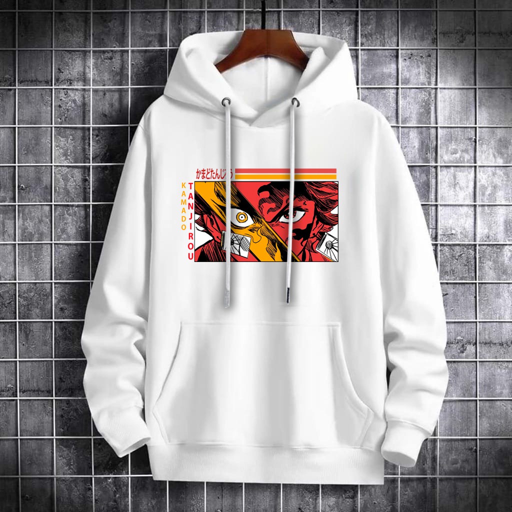 INDOSAN-HOODIE ANIME TANJIROU-HOODIE DISTRO BAHAN FLEECE MOTIF GAMBAR DTF PRINTING-REAL PICT-BISA COD