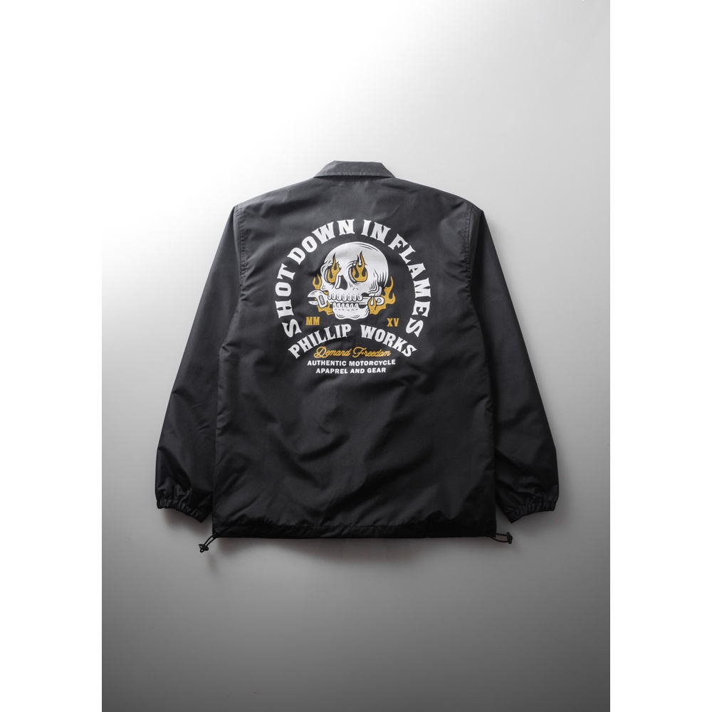 PHILLIP WORKS ORIGINAL JACKET Burning Skull Windbreaker - JAKET MOTOR - JAKET PRIA - JAKET BIKERS - 
