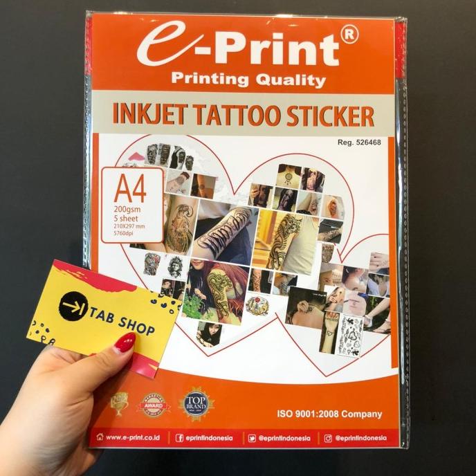 

SALE e-Print Inkjet Tattoo Sticker A4 200gsm 5lbr Kertas Tato Stiker ePrint