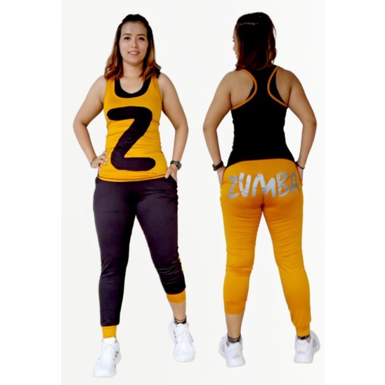 setelan z tantop celana joger NEW stelan baju olahraga senam spandek di celana bacaan zumba sablon k