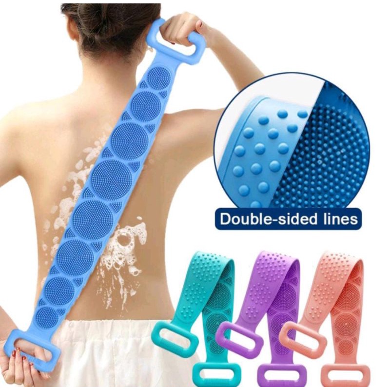 Sikat Punggung Badan Silicone Scrubber Sponge Mandi Alat Gosok Pembersih Daki Silikon 2 Sisi Karet
