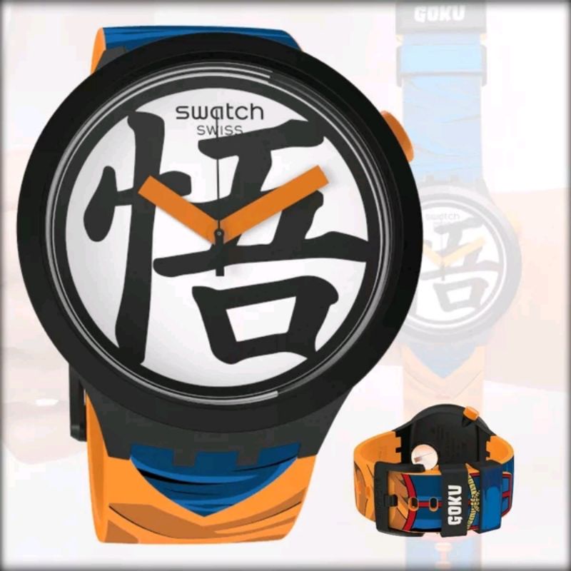 SWATCH FRESH GOKU X SWATCH SB01Z101 FASHION CASUAL ANALOG DRAGON BALL SERIES SWISS MADE BIG BOLD ORI