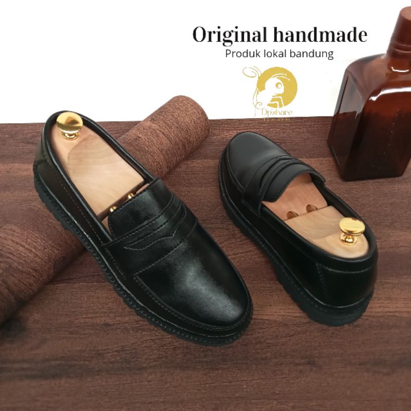 Sepatu Pormal Penny Loafer Full black Dm