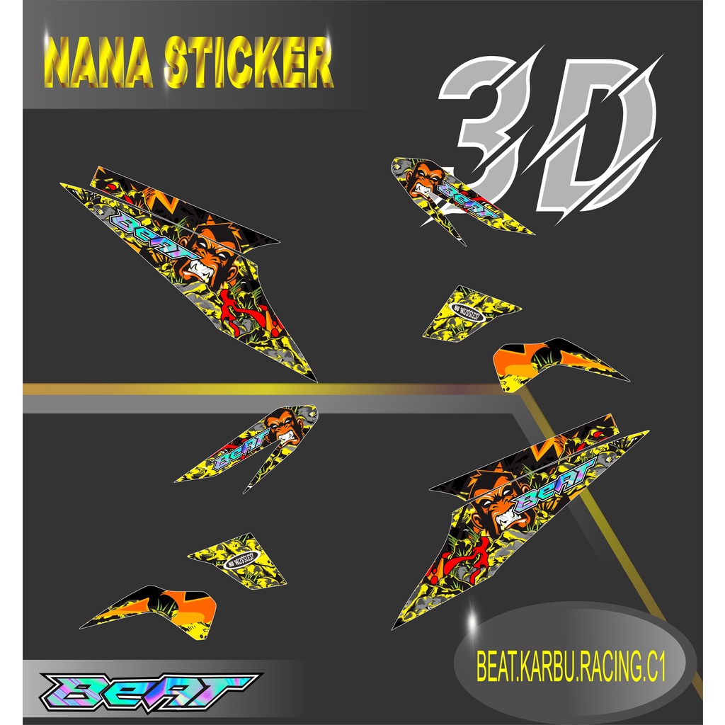 Striping Beat Karbu 2008-2012 Variasi Sticker Stiker Skotlet Motor Scotlite BEAT CODE C1