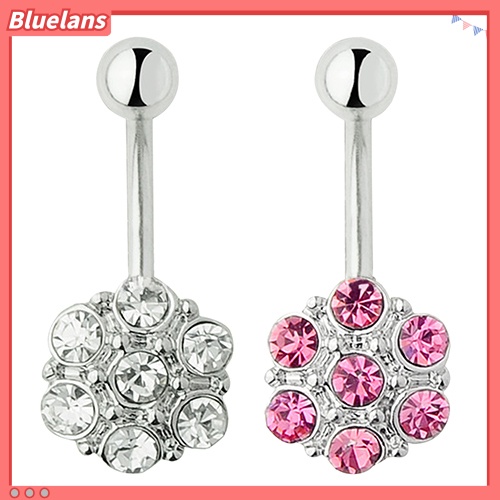 Bluelans 7 Rhinestone Round Nipple Shield Bar Belly Ring Dance Body Piercing Jewelry