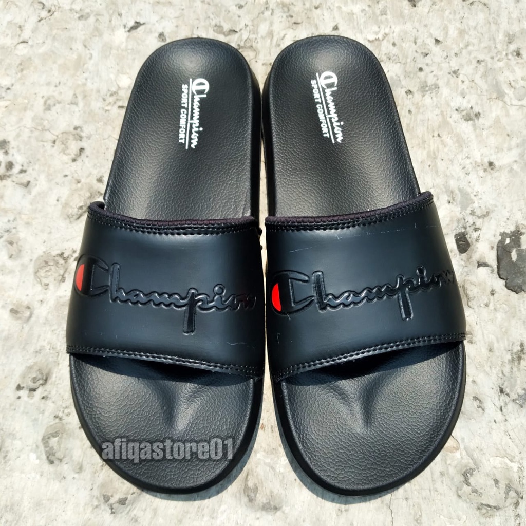 Sandal Pria Wanita Terbaru Anti Slip Bahan Karet Lentur Sandal Slop Full Black