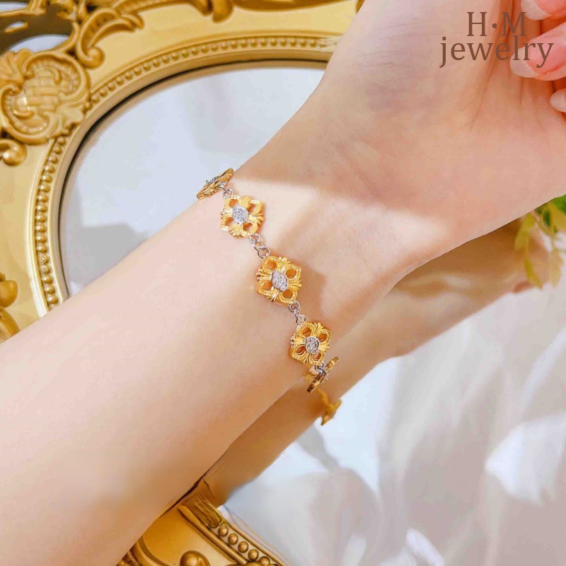 Gelang Tangan Lace Motif Daun Clover Warna Emas Untuk Wanita 2022