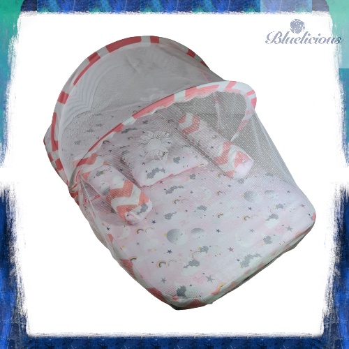 Kasur Lipat Kelambu Bayi - Set Bedding lipat  - Matras Baby Motif Mix