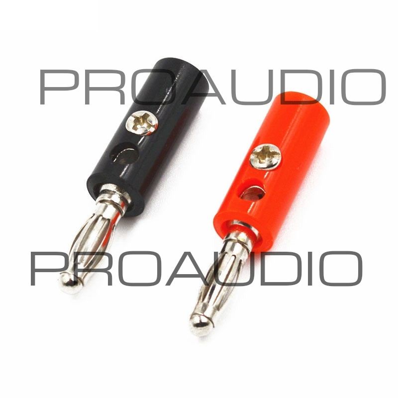 banana jack 1 set male jantan conector plug merah dan hitam sepasang