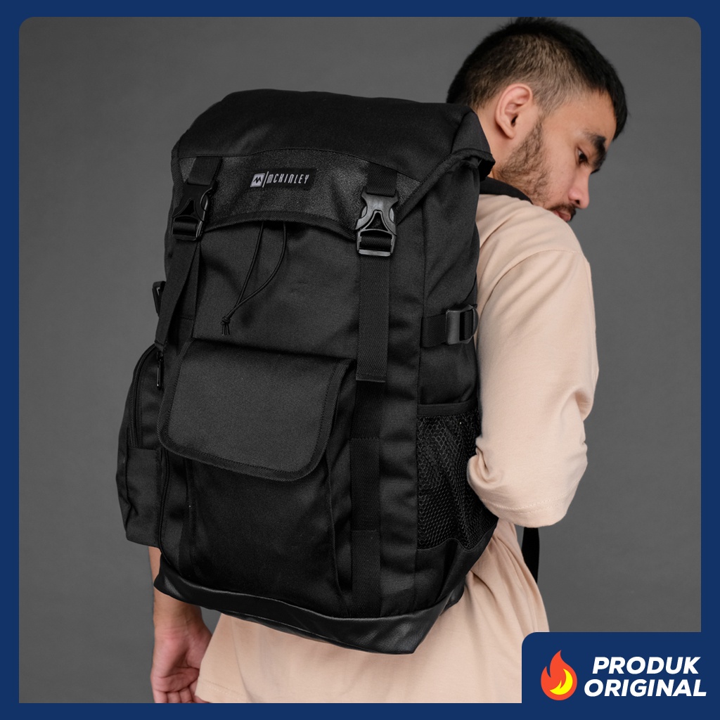 FULLER BLACK ORIGINAL x MCKINLEY Tas Ransel Casual Hitam Pria Daily Backpack Kuliah Kampus Kerja Kantor Sekolah SMA SMK Remaja Dewasa Tas Punggung Laptop Ukuran Besar 14 15 16 Inch Bagpack Distro Premium Outdoor Travel Traveling Bag Keren Terbaru Kekinian