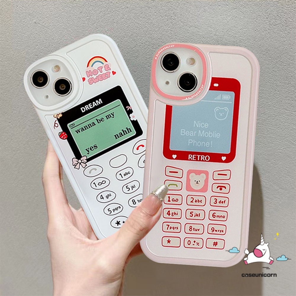 Vivo Y02 Y35 Y12 Y20 Y36 Y21 Y16 Y51A Y15 Y22 Y12i Y11 Y31 Y1S Y17 V25 Y33S Y20S Y15s Y91 Y91C Y21S Y20i Y15A Y95 Y51 Y50 Y30 Kartun Beruang Kreatif Nokia Tombol Telepon Soft Case