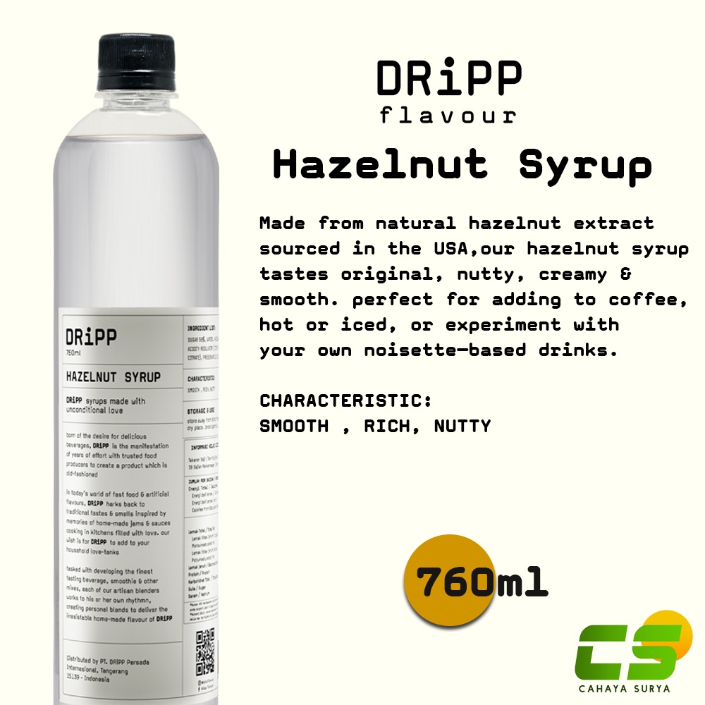 

Dripp Sirup / Syrup - Hazelnut Syrup 760 ml