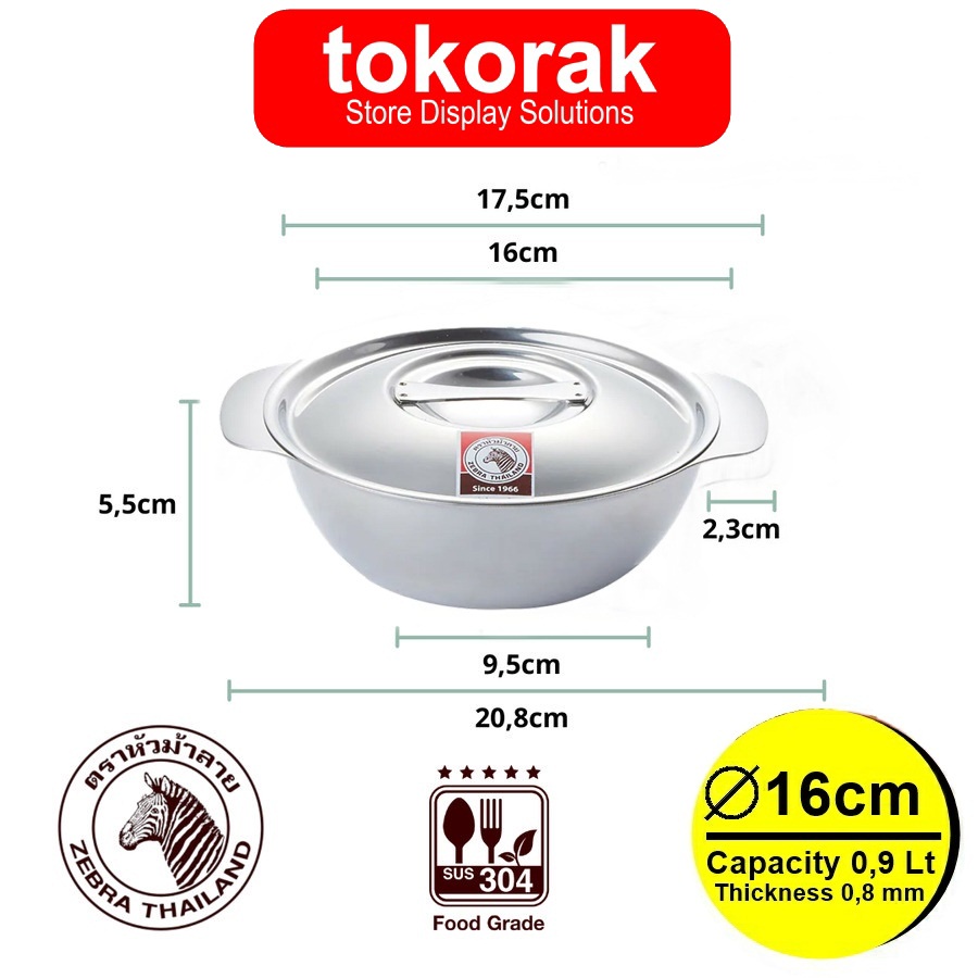 ZEBRA SOUP BOWL 16 CM 123016 - MANGKOK SUP STAINLESS