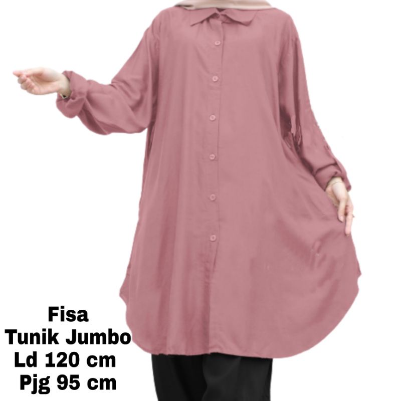 Tunik wanita Jumbo Polos XXL LD 120 Cm Terbaru 2023 Busui Bahan Moscrepe . Atasan Wanita Oversize Viral Baju Kemeja Tunik Cewek Dewasa Big Size Kekinian Murah Fisa