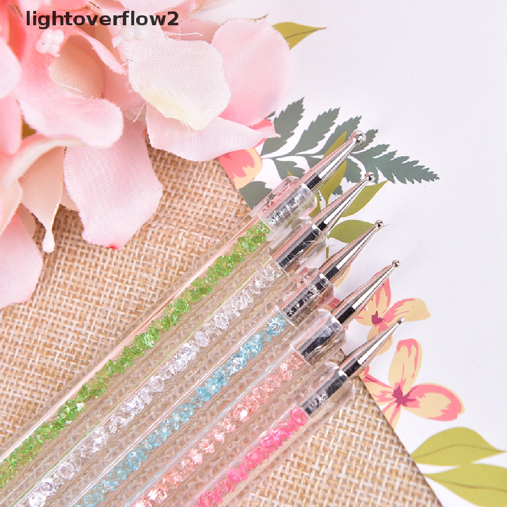 (lightoverflow2) Pen Brush Nail Art Dua Sisi Untuk Menggambar Titik Kristal