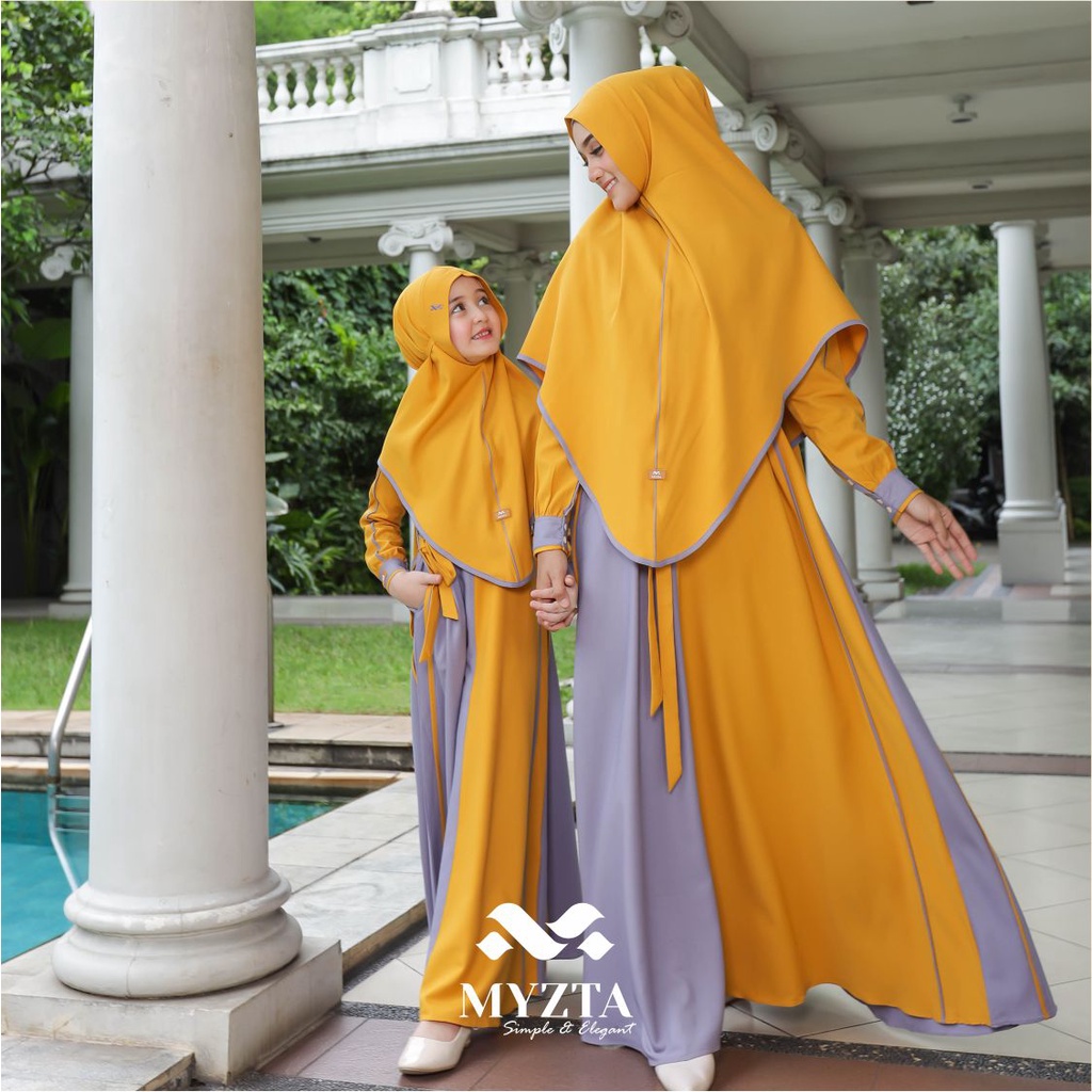 SET GAMIS ANAK MOM NIKEN SYARI  ORIGINAL BY MYZTA INAYA EXCLUSIVE SETELAN KHIMAR PASHMINA KELUARGA B