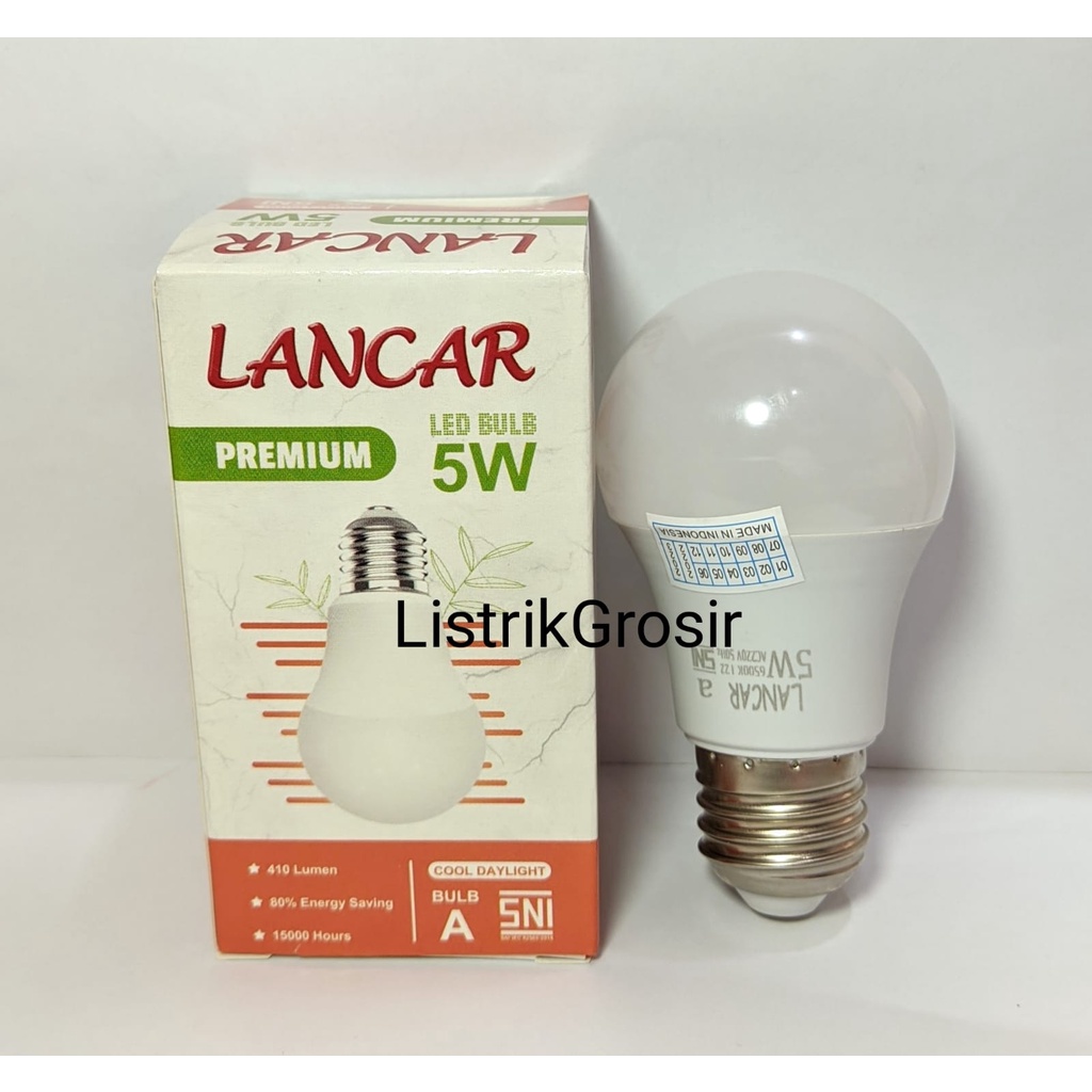 Lampu Led LANCAR PREMIUM A Bulb 5w 5Watt Bohlam Led Bergaransi 1Thn