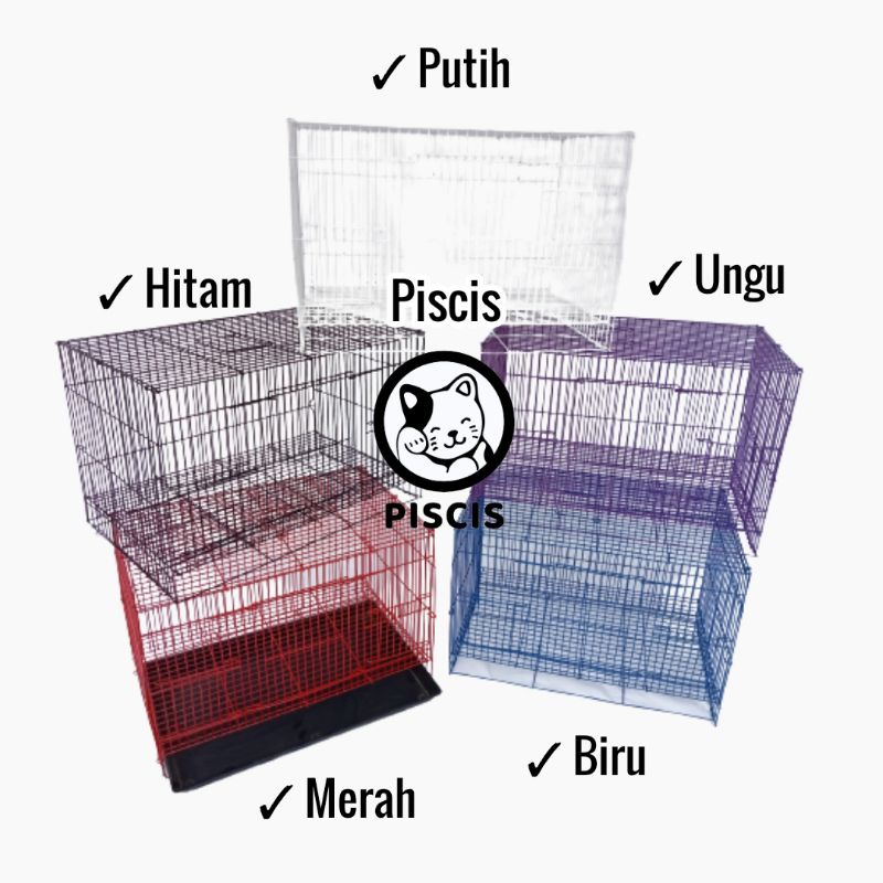 KANDANG SANGKAR KUCING UMBARAN BURUNG MURAH SIZE M MEDIUM FREE 2 TEMPAT MAKAN 45x31x31 KANDANG BESI LIPAT