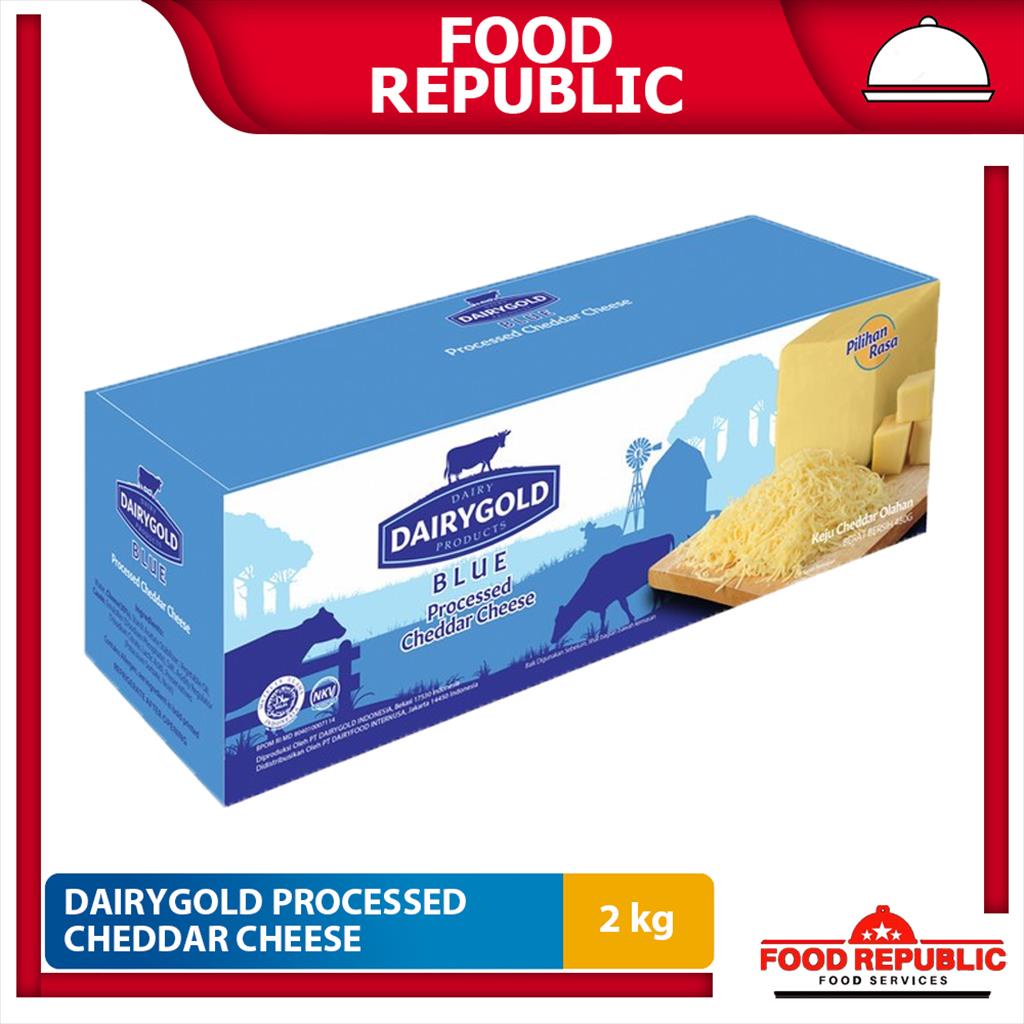 Keju / Cheese Cheddar DairyGold / Dairy Gold Blue 2 KG Keju Parut Enak Halal