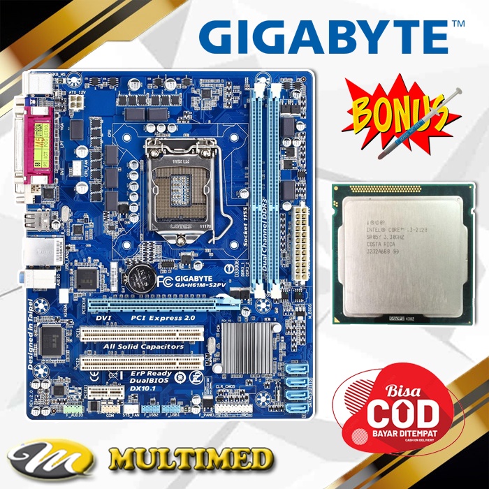 Paket Mainboard LGA 1155 H61 DDR3 + Processor Core i3