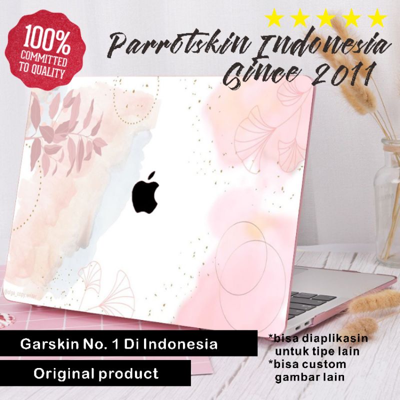 Skin Garskin Sticker Stiker Laptop Asus Acer Hp Macbook Lenovo Infinix Redmibook dll Premium All tipe case Pink leaves