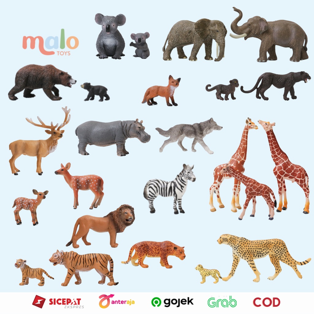 MALOTOYS - Wild Figurine Wild Animal Figure Mainan Model Toys Figur Binatang Animal Montessori Simul