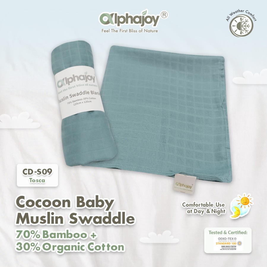 ALPHAJOY COCOON BABY MUSLIN SWADDLE BAMBOO &amp; ORGANIC COTTON