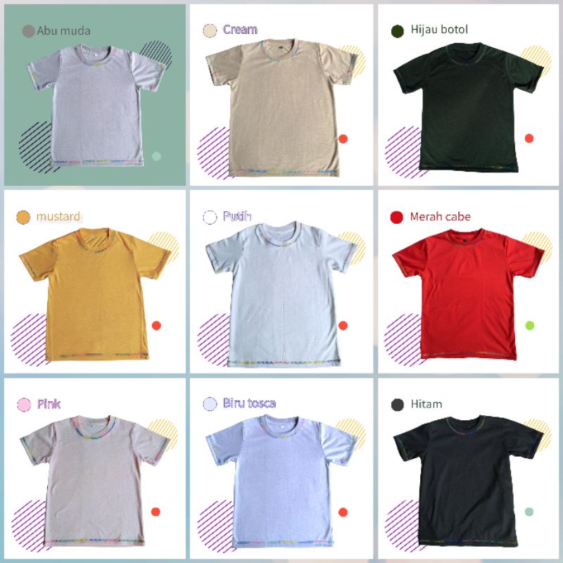 kaos polos anak unisex rainbow