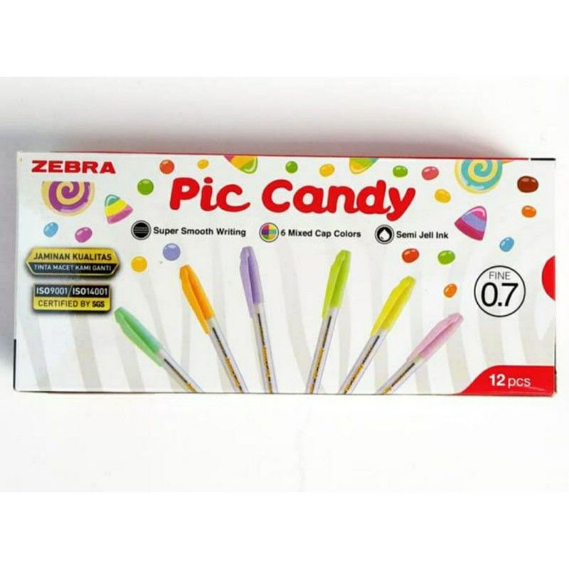 

Pena Semi Gel Zebra Pic Candy Fine 0.7mm Hitam/ Piccolo Zebra Biru