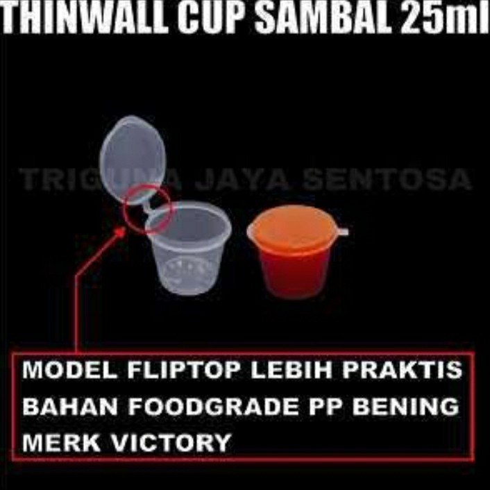 Thinwall Cup Plastik 25 ML Tempat Wadah Saus Saos Sambal Sambel/OKE