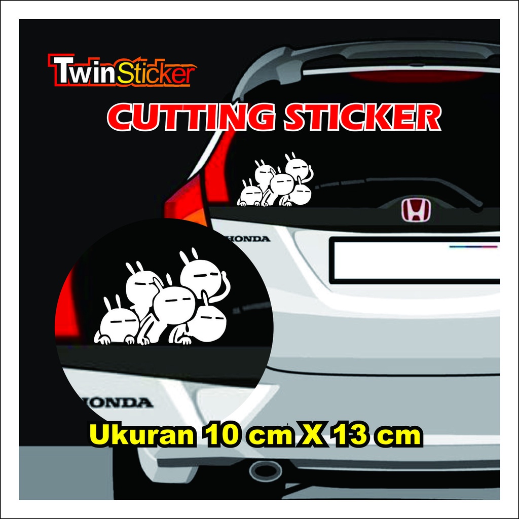 Stiker Rabbit Onlookers Lucu Kaca Belakang Mobil Emot Icon