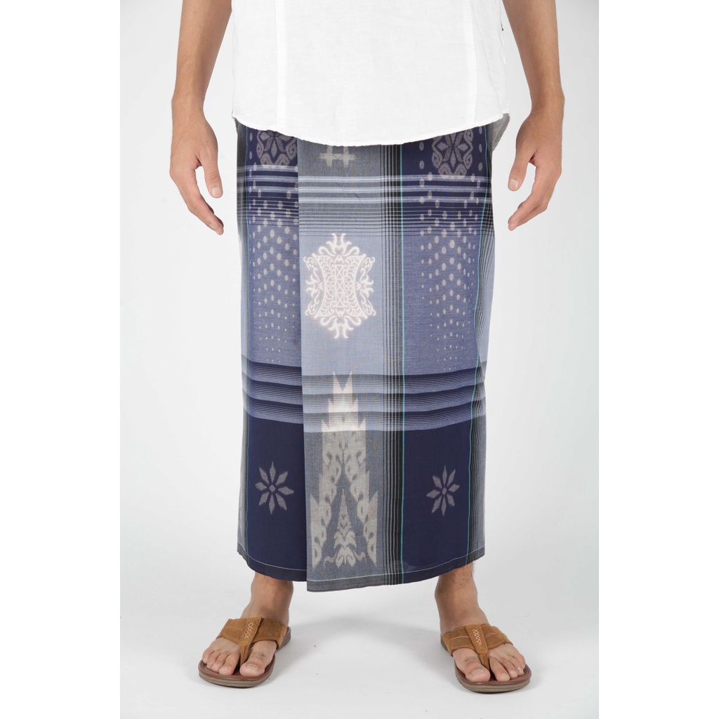 Sarung Mangga Gold Kembang Darussalam Biru