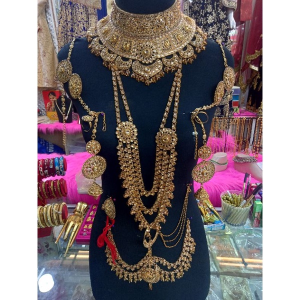 Set Super Lengkap Aksesoris India Kalung Gold Jodha Akbar Set Kalira Gelang Bollywood