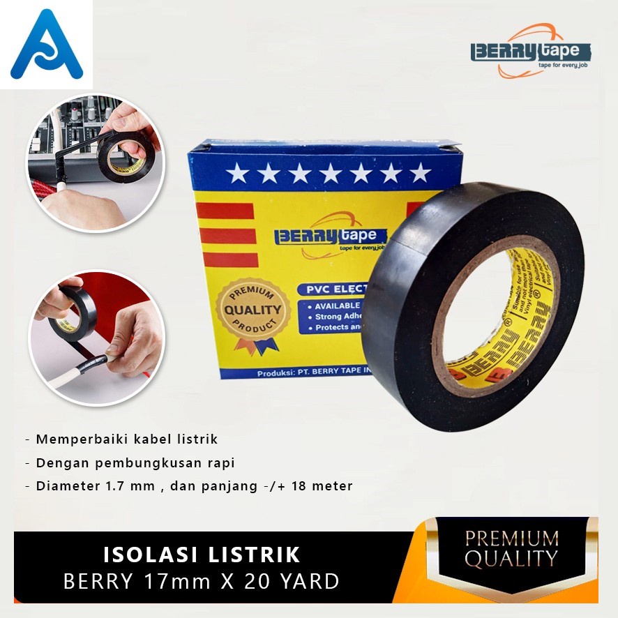

Isolasi Listrik Hitam Solasi Electric Tape Berry 17mmx18meter