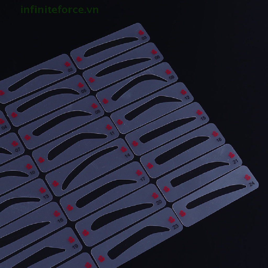 (INVN) 24pcs / Set Kartu Cetakan Alis Tahan Lama Untuk Makeup / Kosmetik Wanita (VN)