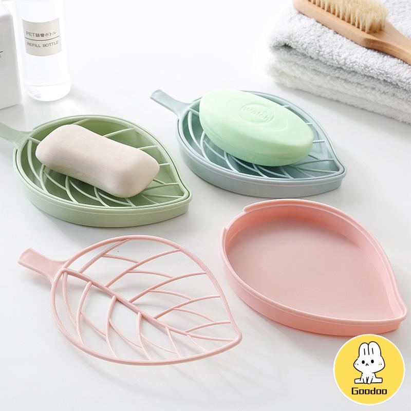 Kotak Sabun Daun Kreatif Kamar Mandi Gratis Punch Suction Cup Toilet Drain Soap Rack -Doo