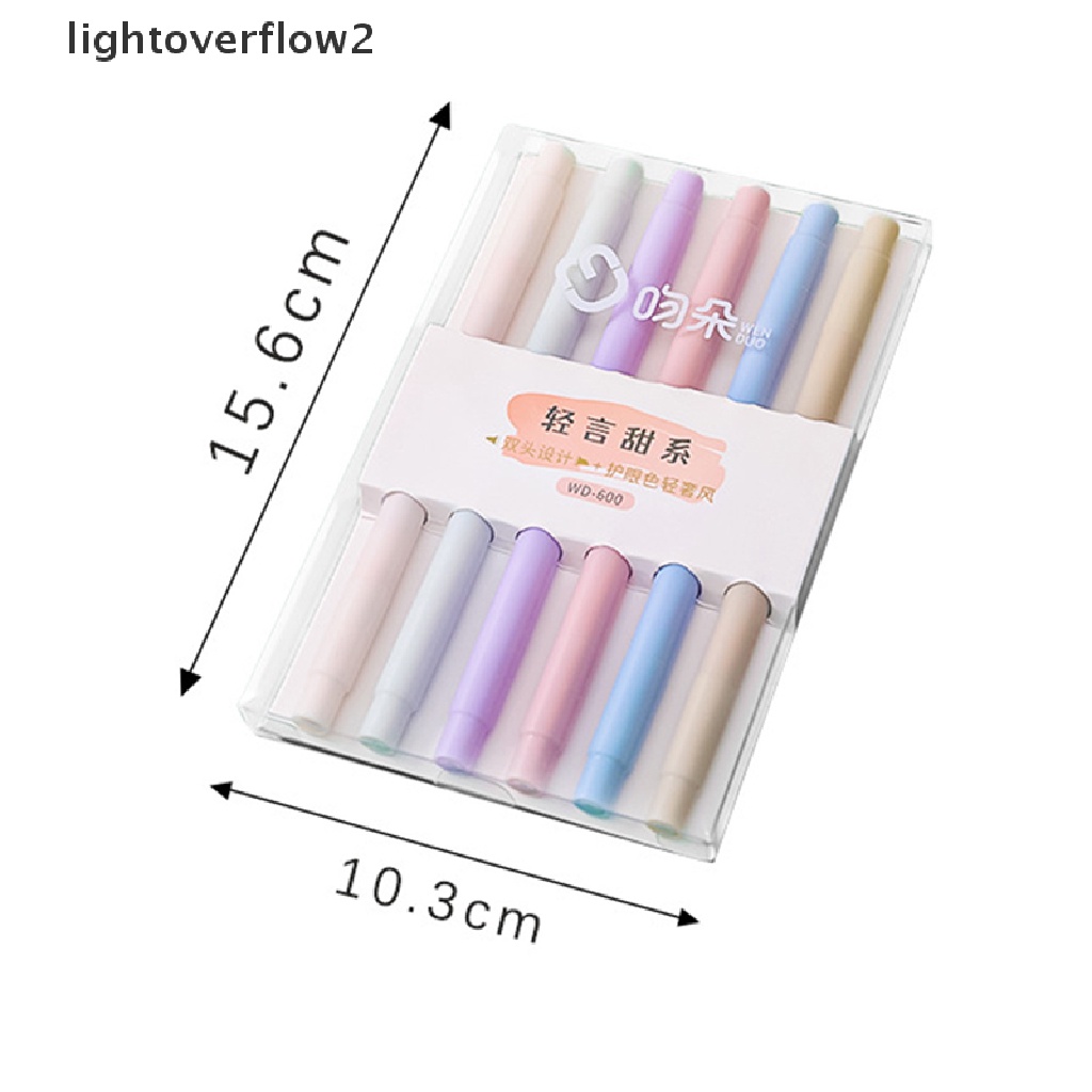 (lightoverflow2) 6pcs / set Spidol Midliner gel Pastel Ujung Ganda